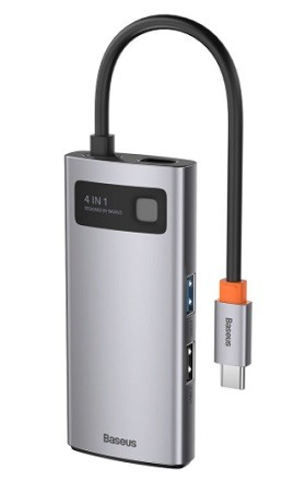 Хаб переходник Baseus Metal Gleam Series 4-in-1 (CAHUB-CY0G) USB 3.0, USB 2.0, HDMI, USB-C PD