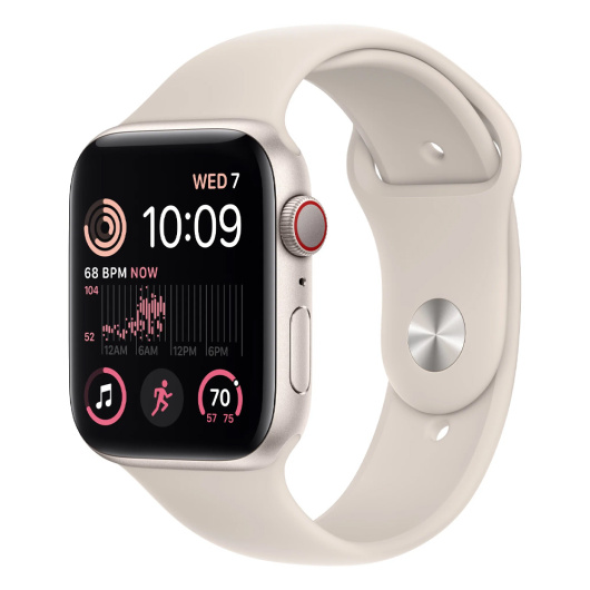 Умные часы Apple Watch Series SE Gen 2 44мм Cellular Aluminum Case with Sport Band Сияющая звездаM/L