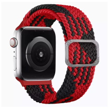 Плетёный монобраслет для часов Apple Watch(ткань,каучук) 42/44mm (M) 160mm Черно-красный