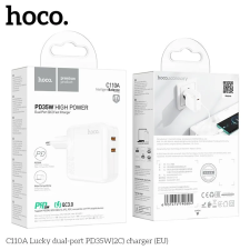 Сетевое зарядное устройство 2 Type-C HOCO C110A,35Вт, белый