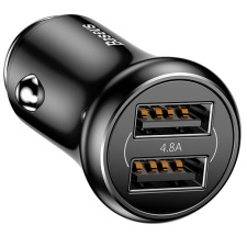 Автомобильное зарядное устройство Rock 4.8A Dual-USB Metal Mini Car Charger Черный