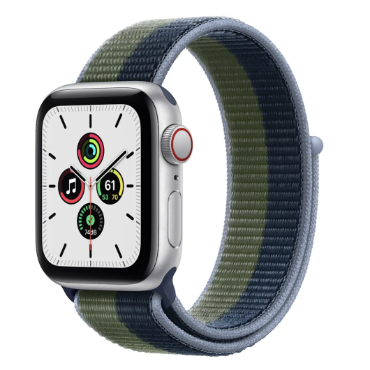 Часы Apple Watch SE GPS 40mm Silver Aluminum Case with Abyss Blue/ Moss Green Sport Loop(MKQW3)