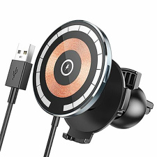 Автомобильный держатель магнитный Hoco H72 Crown в дефлектор (black metal gray)